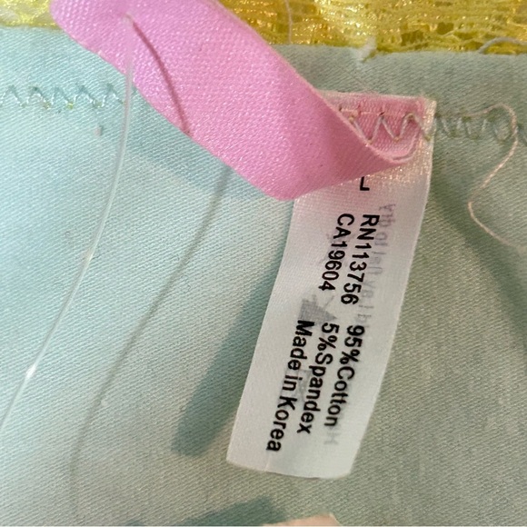 #046 Sz L Urban Behavior Blue and Yellow Lace Trimmed Bikini Panties - Picture 6 of 8